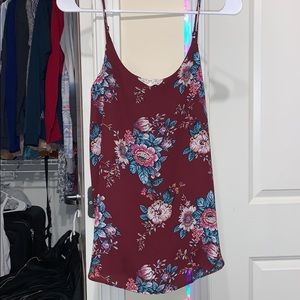 Long Spaghetti strap shirt with flowers on it